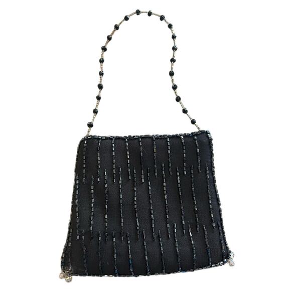 Rangi- Mini Purse- Black with beading, beaded handle, micro purse- prom- y2k - Picture 1 of 8